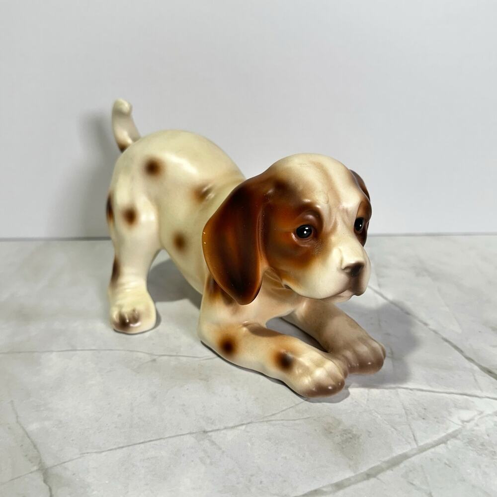 Vintage Porcelain Cocker Spaniel Dog Figurine Brown and White Made in Japan